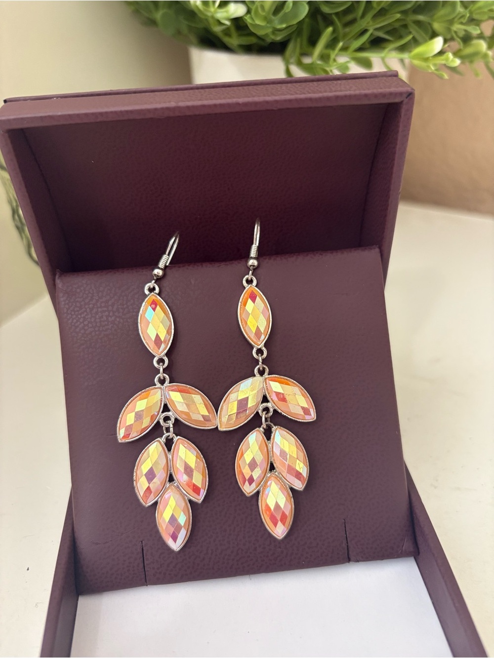 Elegant chandelier earring silver tone statement